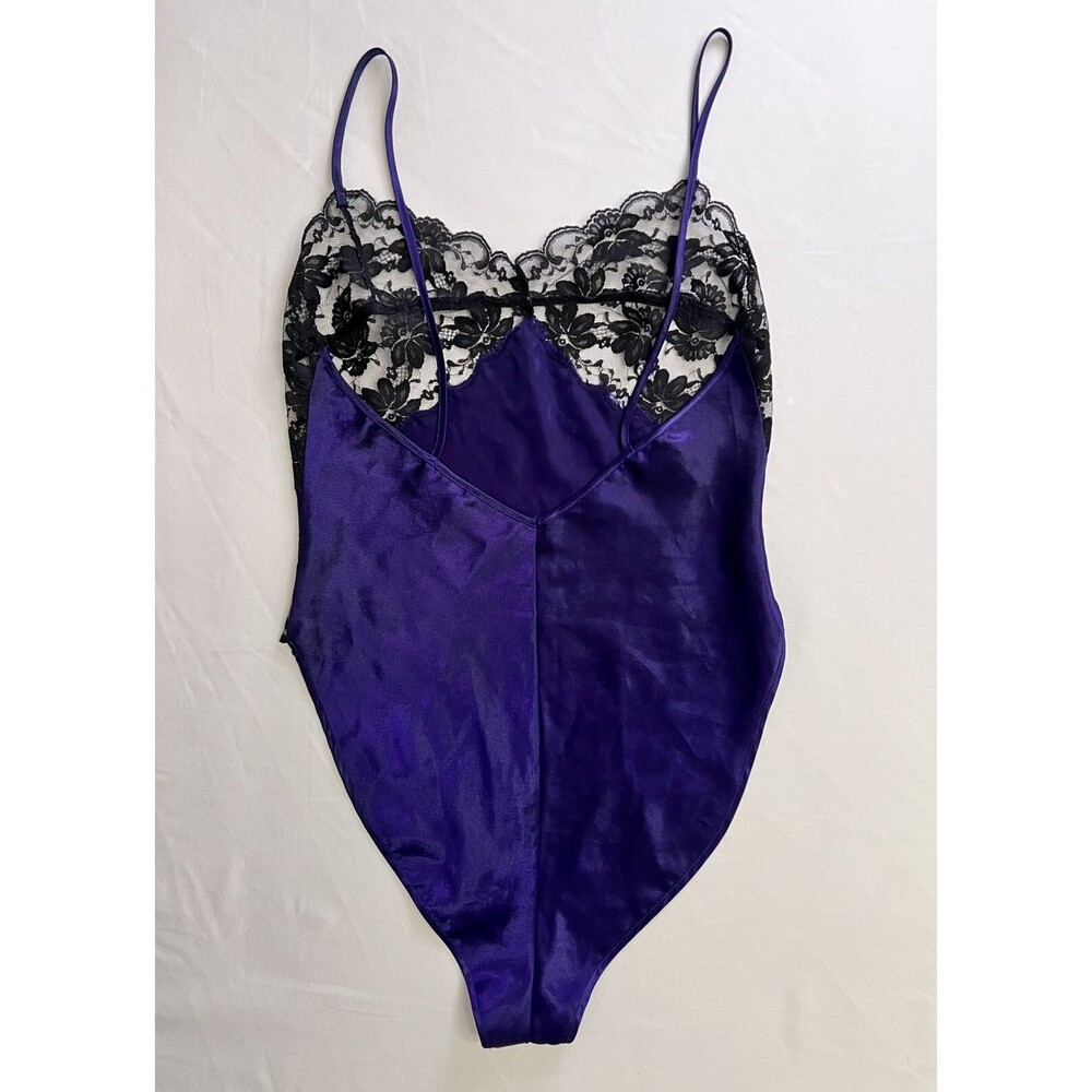 Vintage Victoria’s Secret Gold Label Women’s Size XS Purple Teddy Bodysuit Lace - Picture 2 of 9